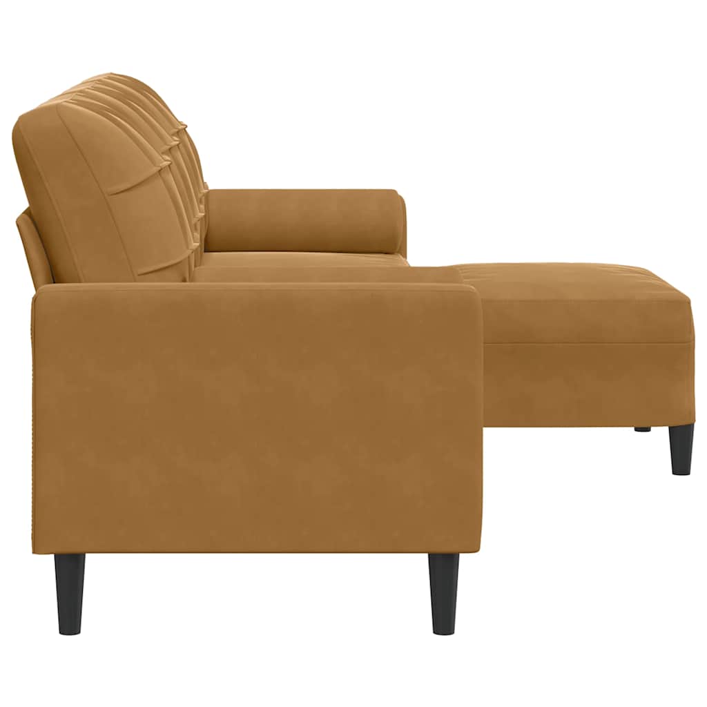 3-Sitzer-Sofa mit Hocker Hellgrau 180 cm Samt