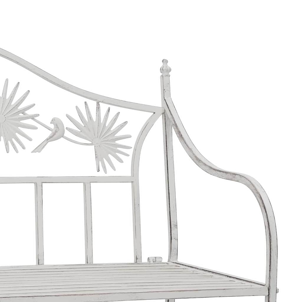 Gartenbank Antik Weiß 104 x 52,5 x 89 cm Stahl