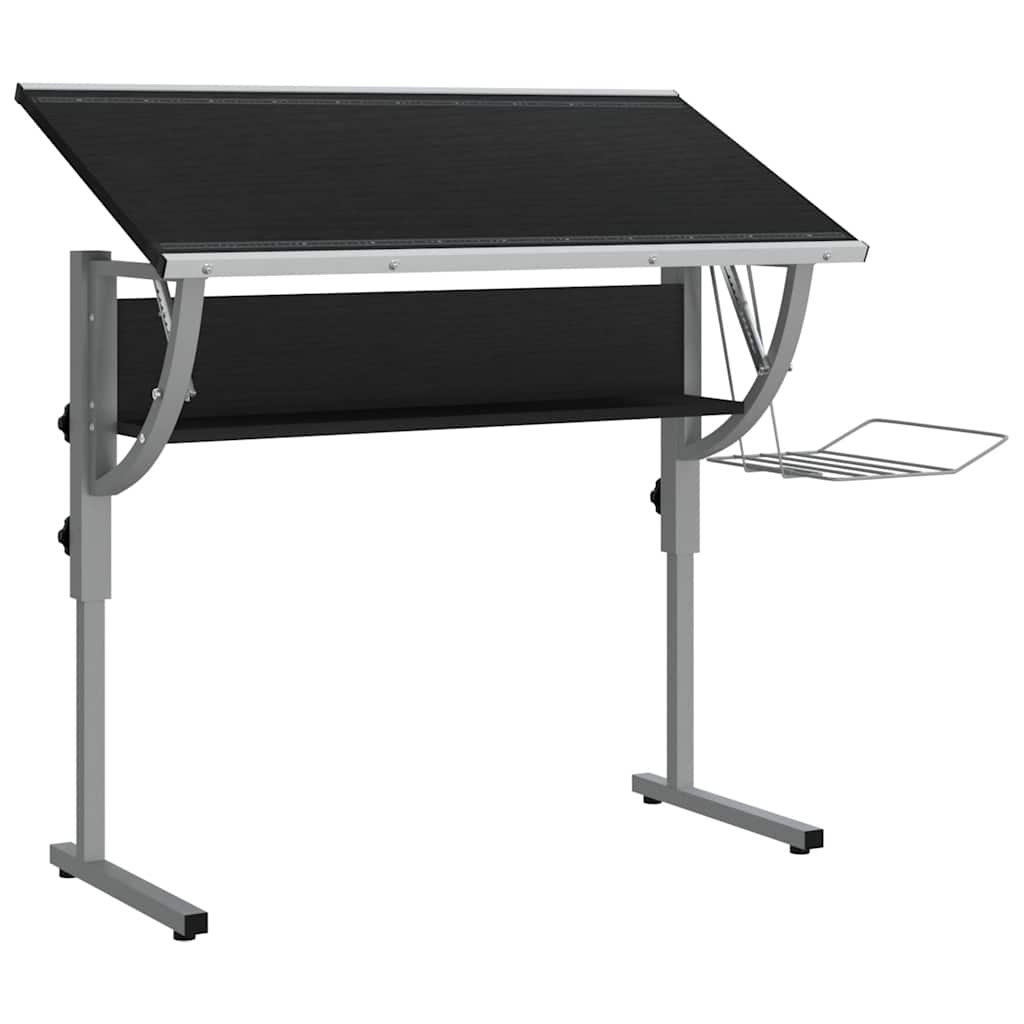 Basteltisch Weiß & Grau 110x53x(58-87) cm Holzwerkstoff & Stahl