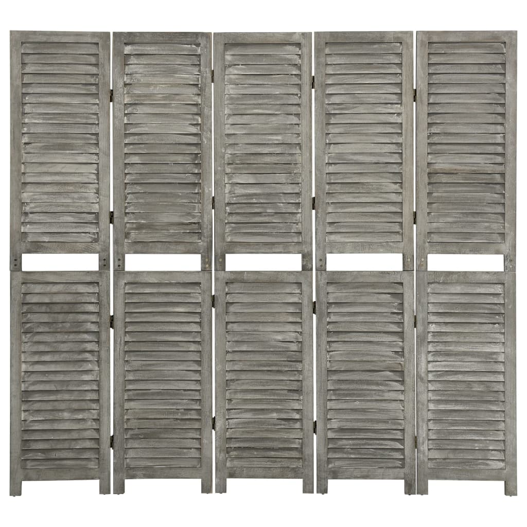5-tlg. Raumteiler Grau 179x166 cm Massivholz