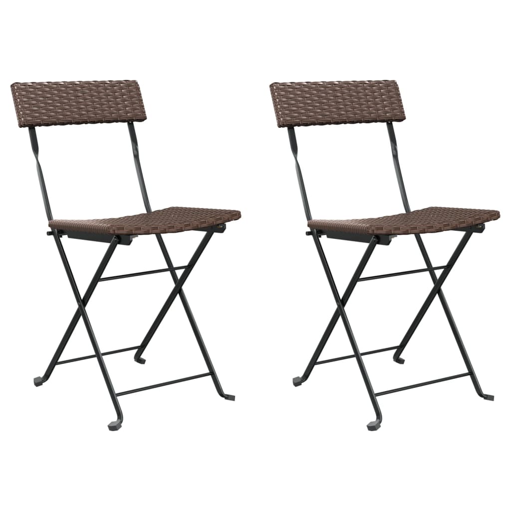 Bistrostühle 4 Stk. Klappbar Schwarz Poly Rattan und Stahl