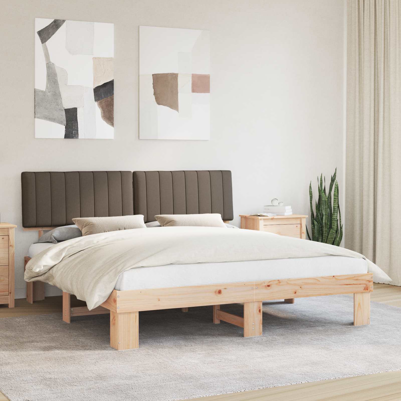 Bettgestell mit gepolstertem Kopfteil Hellgrau 200 x 200 cm
