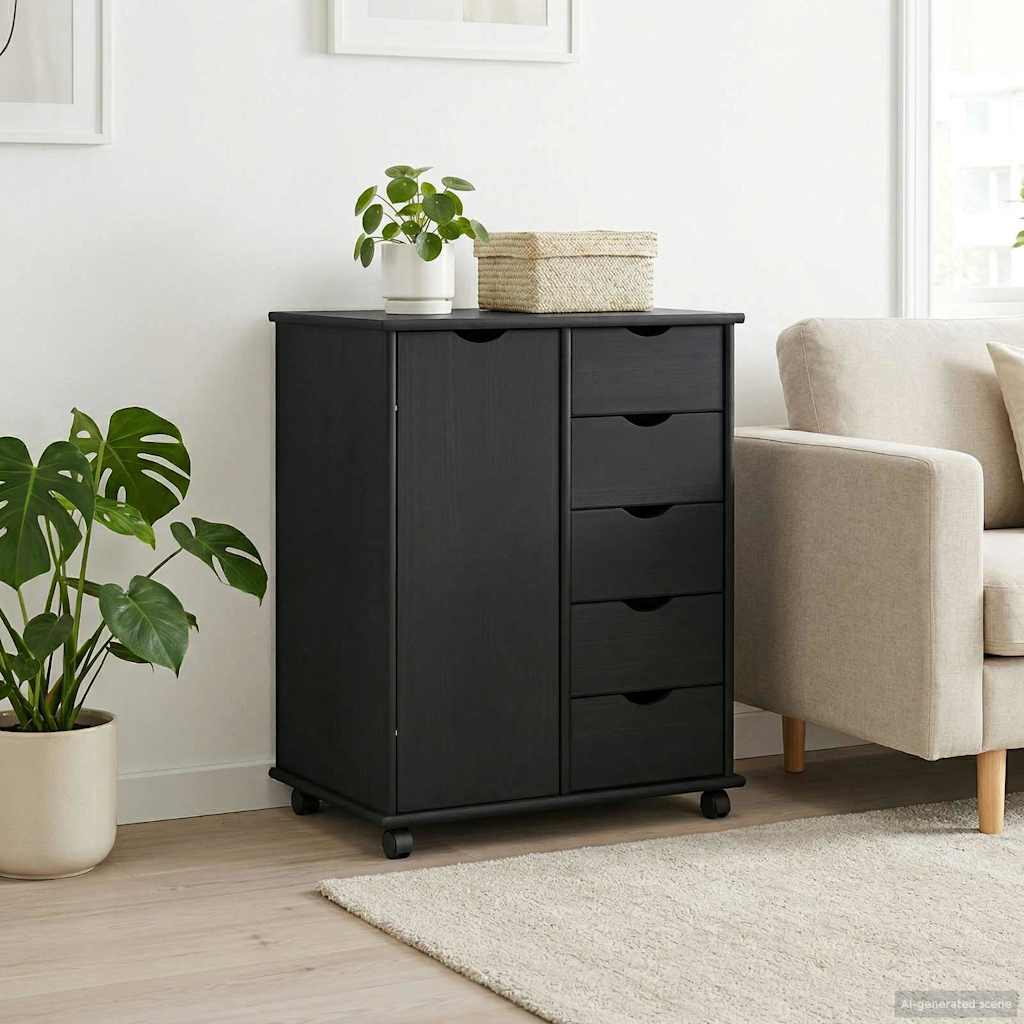 Rollschrank Honigbraun 63,5 x 39 x 79 cm Massivholz Kiefer