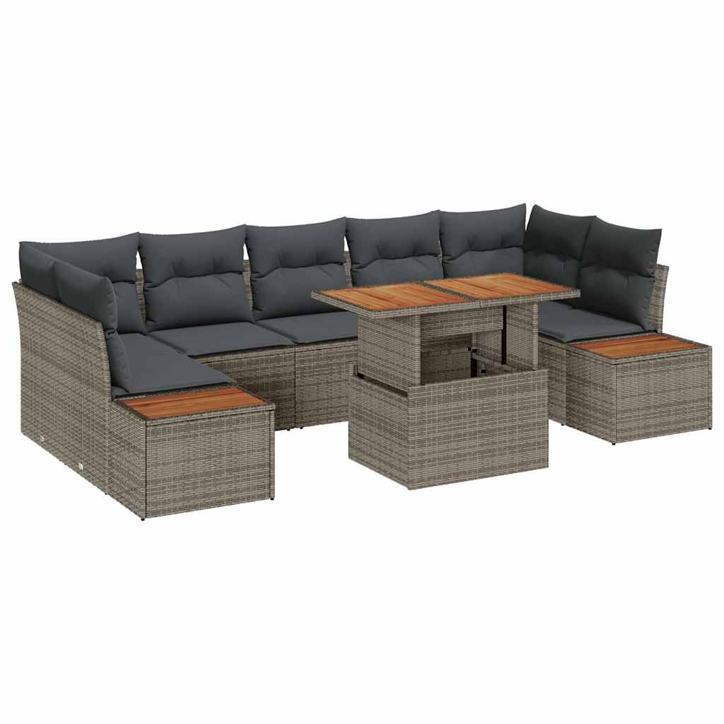 Garten Essgruppe mit Kissen 8 pcs Schwarz und Beige