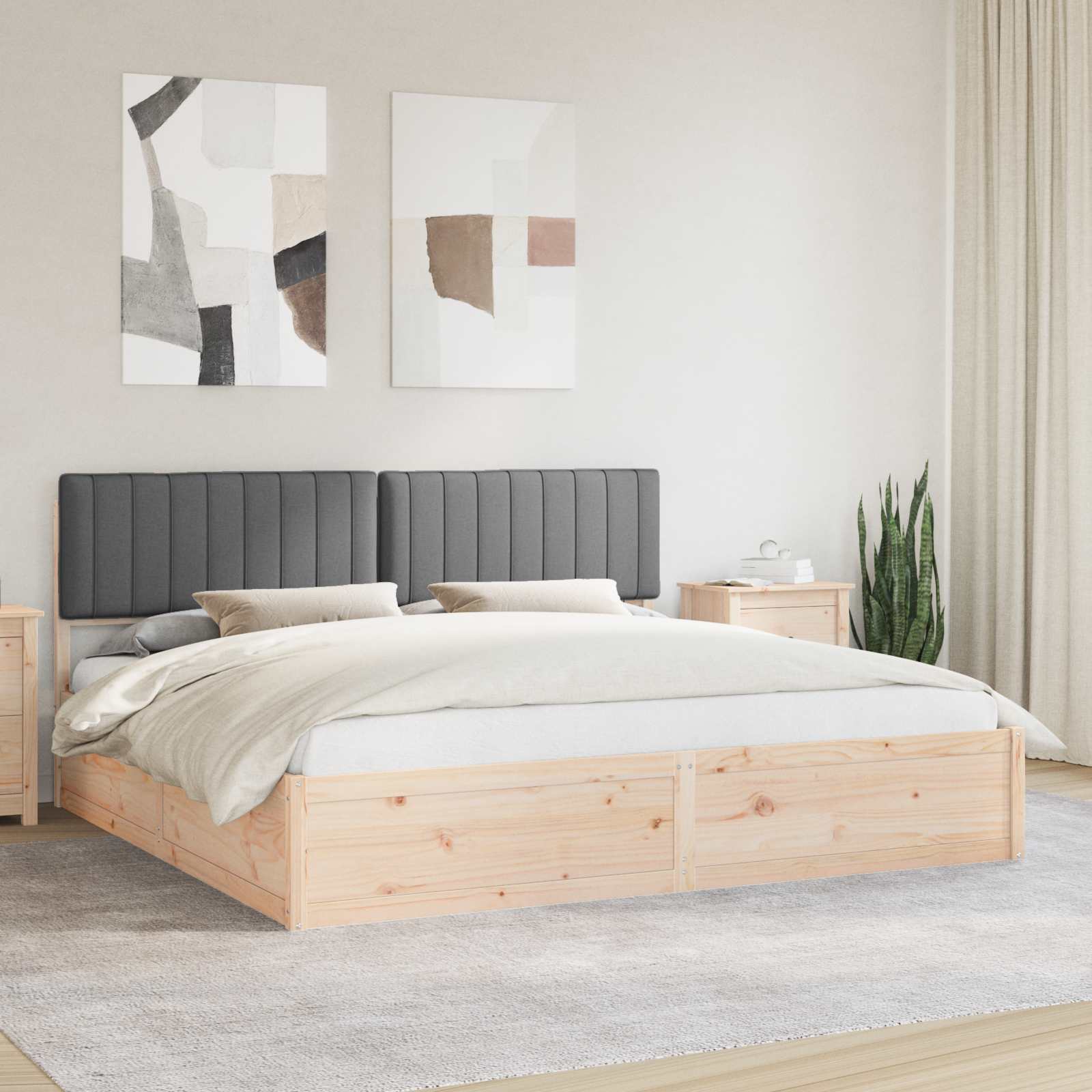 Bettgestell mit gepolstertem Kopfteil Hellgrau 200 x 200 cm