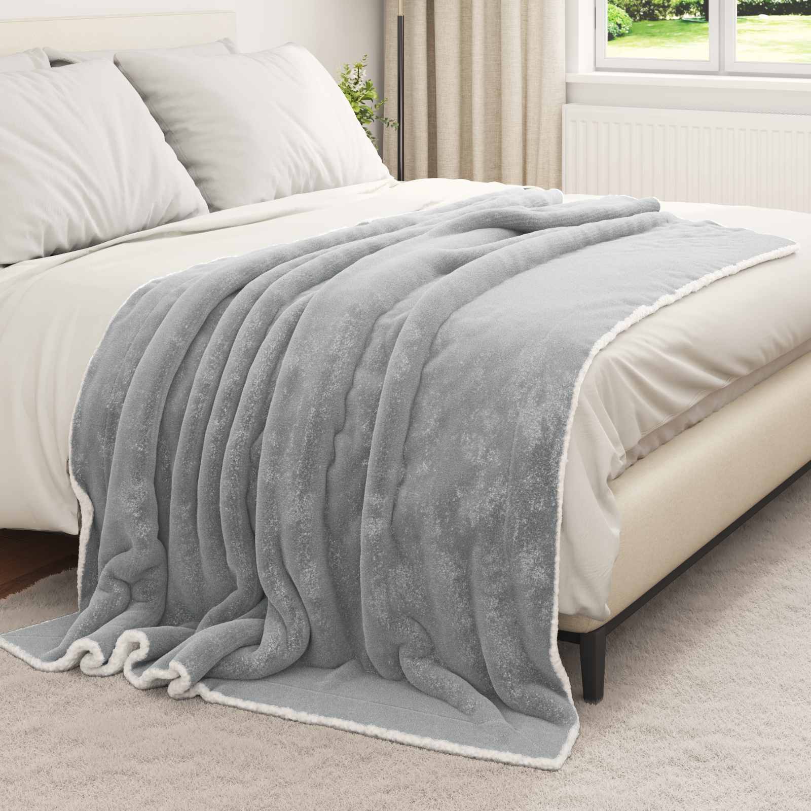 Überwurfdecke Beige 130 x 150 cm Fleece