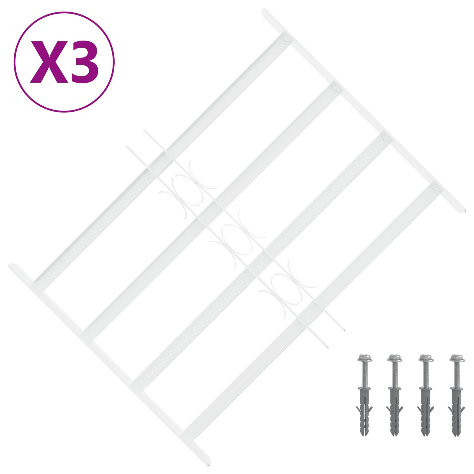 Sicherheitsgitter für Fenster mit 2 Querstangen 43-74 cm