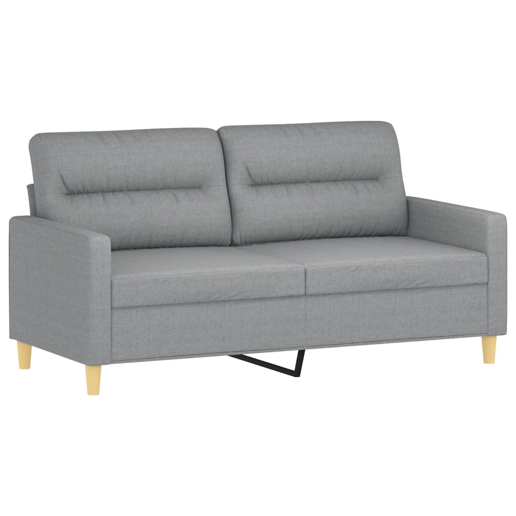 3-tlg. Sofagarnitur mit Kissen Creme Stoff