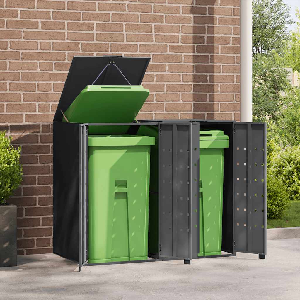 Mülltonnenbox für 2 Tonnen Schwarz 138x79x117 cm Stahl