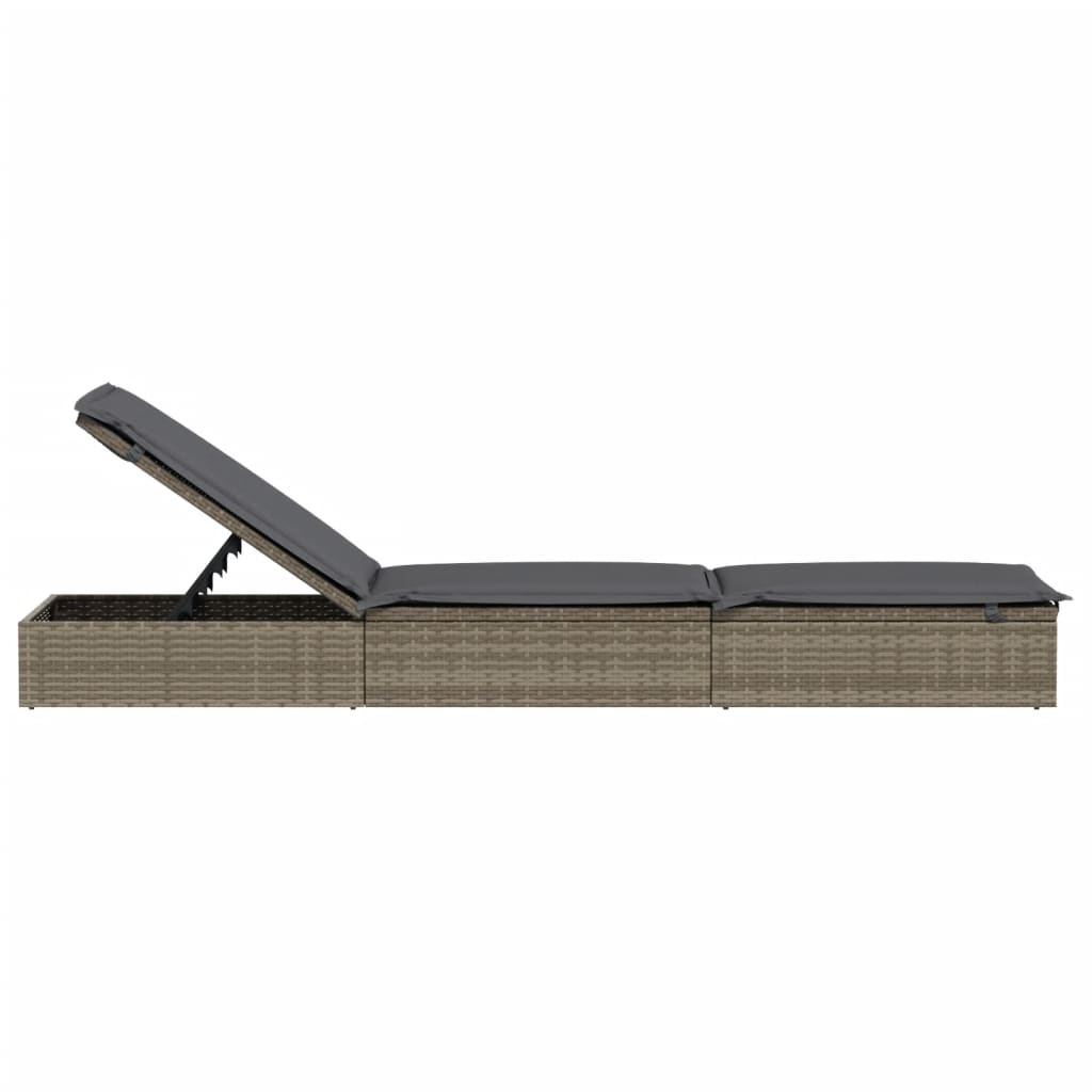 Sonnenliege 1 Stk. mit Tisch Schwarz Poly Rattan
