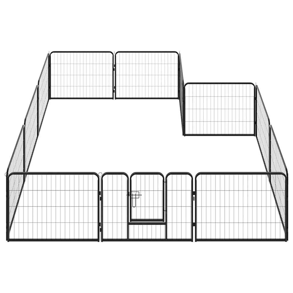 Hunde-Laufgitter 8 Paneele Stahl 60 x 80 cm Schwarz