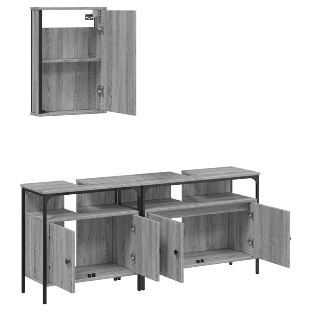 3-tlg. Badmöbel-Set Räuchereiche Holzwerkstoff