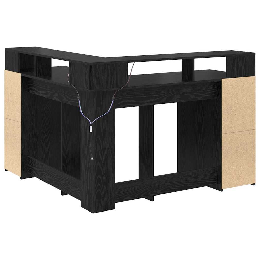 LED-Schreibtisch Weiß 130x130x91 cm Holzwerkstoff