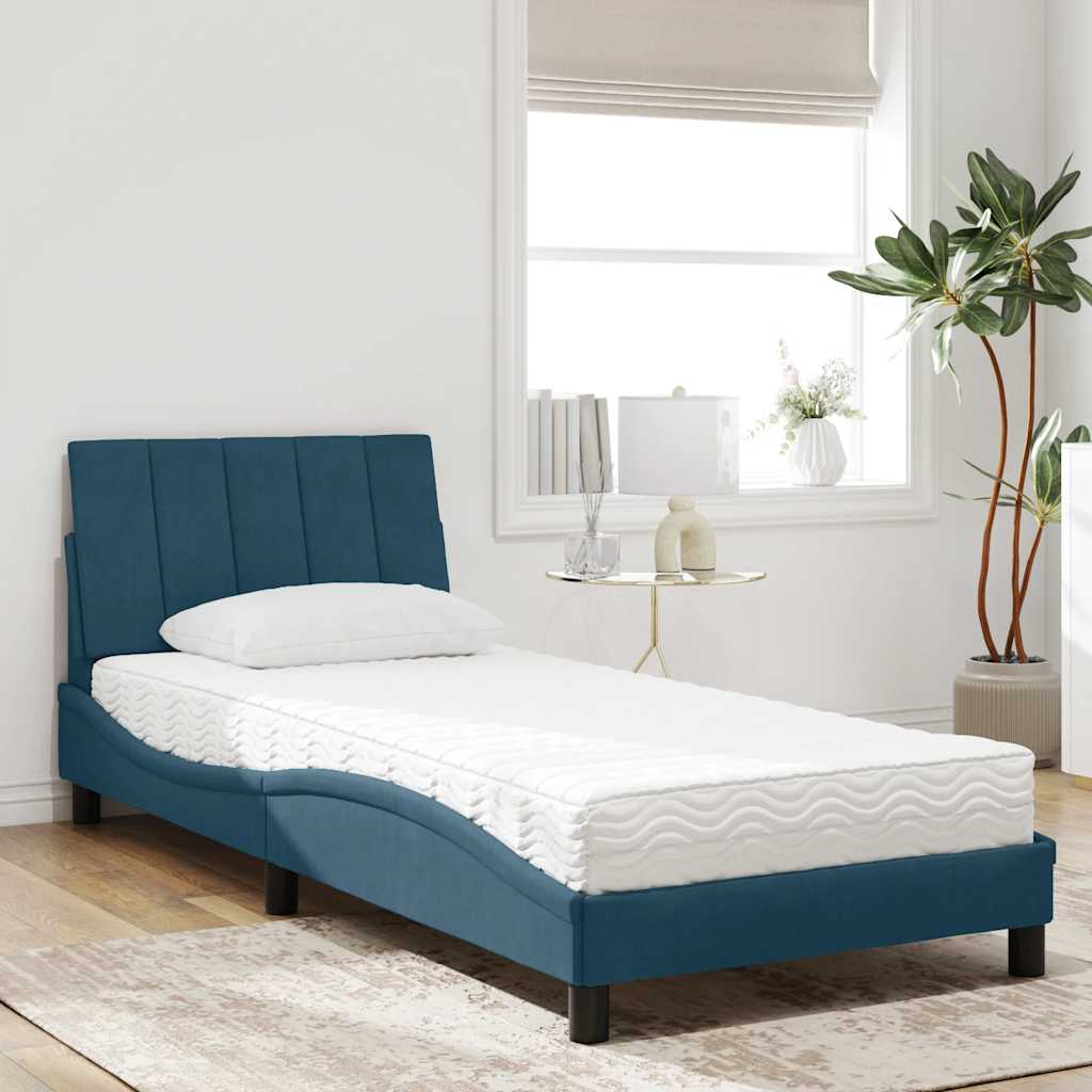 Bett mit Matratze "Hanko" Hellgrau 80x200 cm Samt