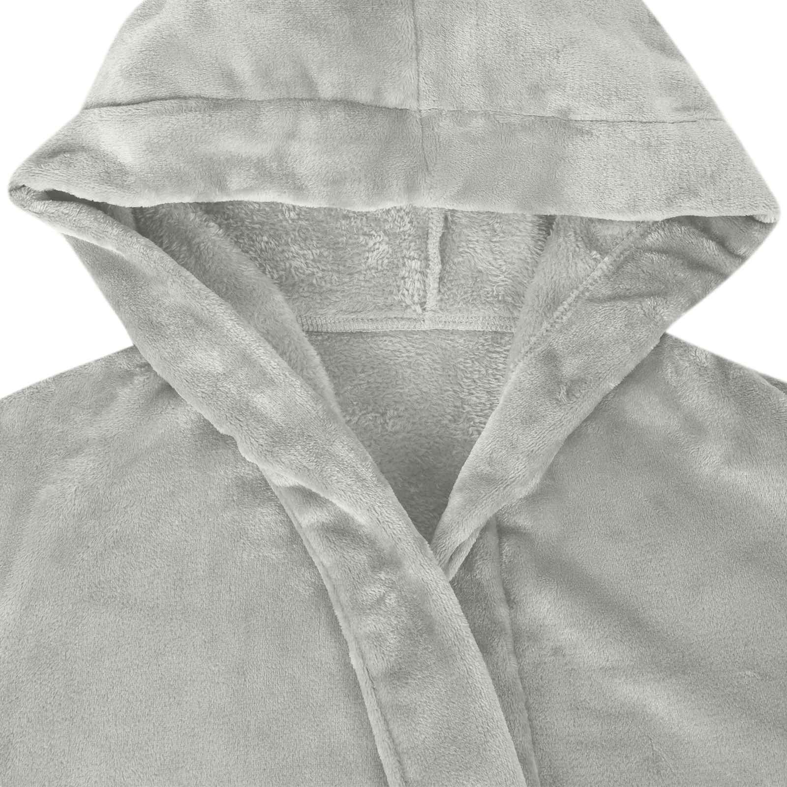 Bademantel Hoodie Beige S Flanell