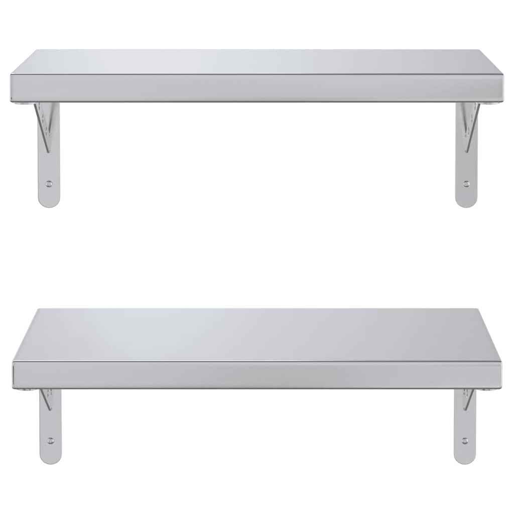 Wandregale 2 Stk. 100x40 cm Silbern Edelstahl