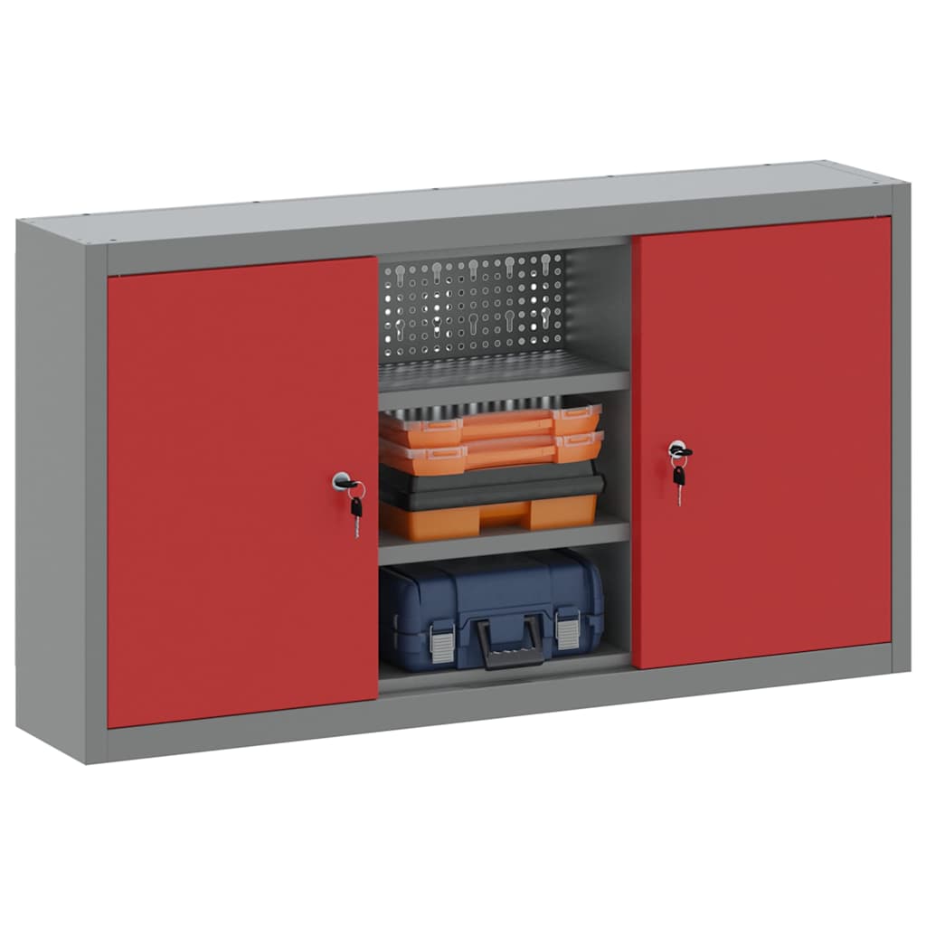 Werkzeugschrank mit Regal Schwarz und Grau 55 x 55 x 55 cm