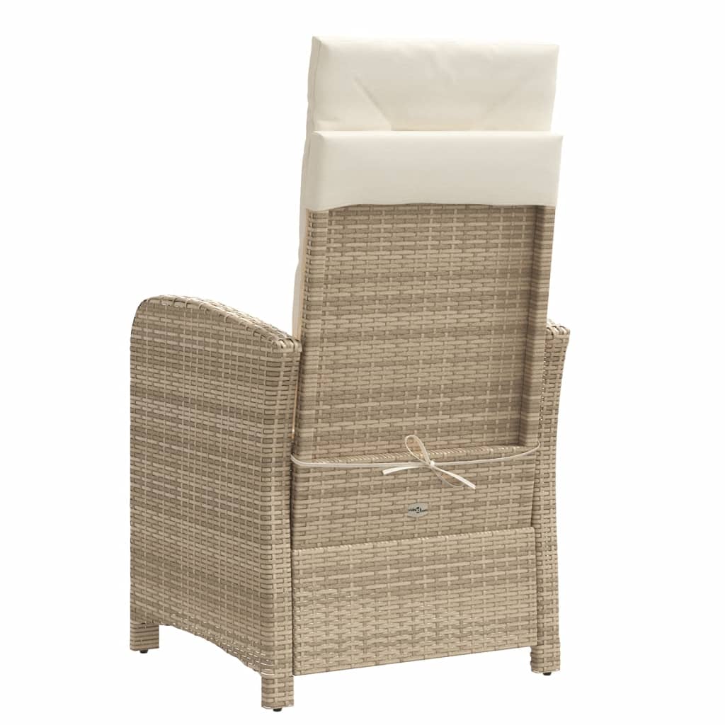 Gartensessel Verstellbar mit Kissen Schwarz Poly Rattan