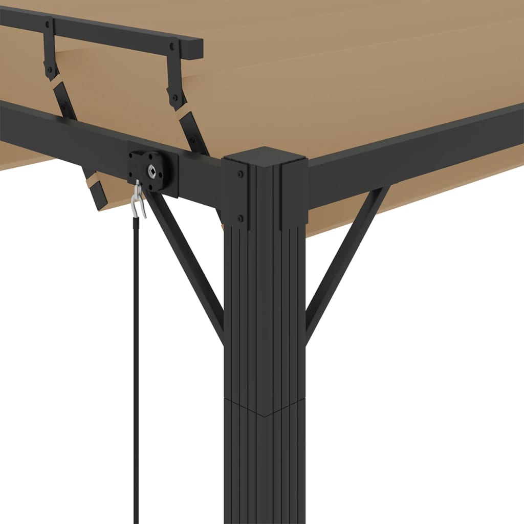 Pergola mit Lamellendach 3x3 m Creme Stoff und Aluminium
