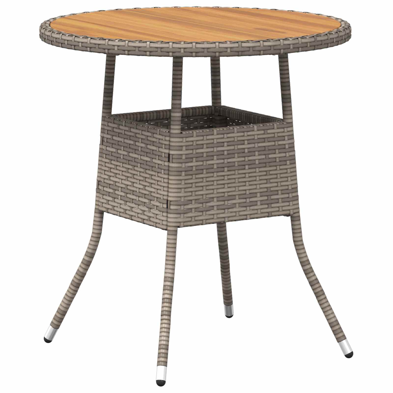 Garten-Esstisch Schwarz Ø 70 cm Poly Rattan Massivholz Akazie