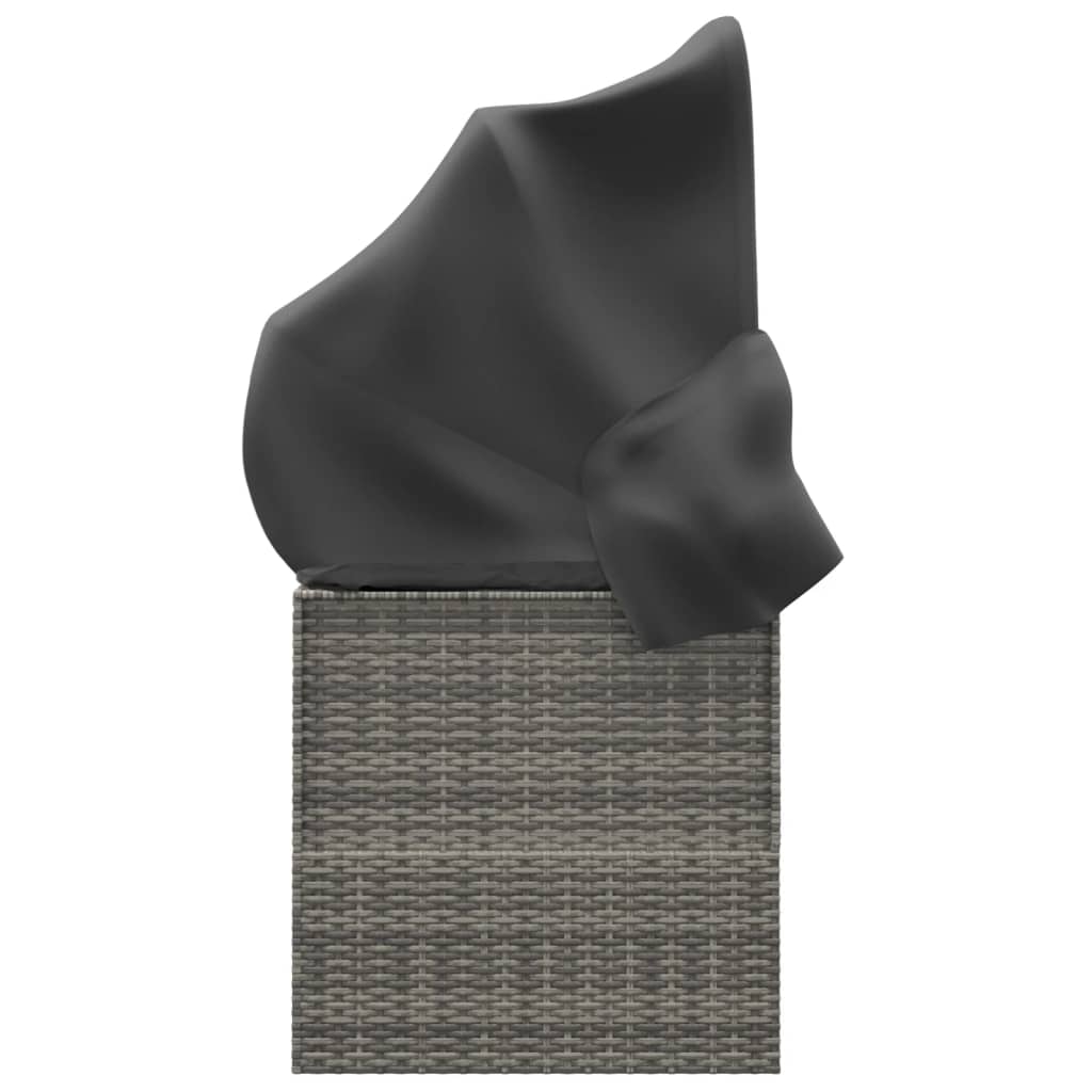 Outdoor-Loungebett mit Dach und Kissen Schwarz Poly Rattan
