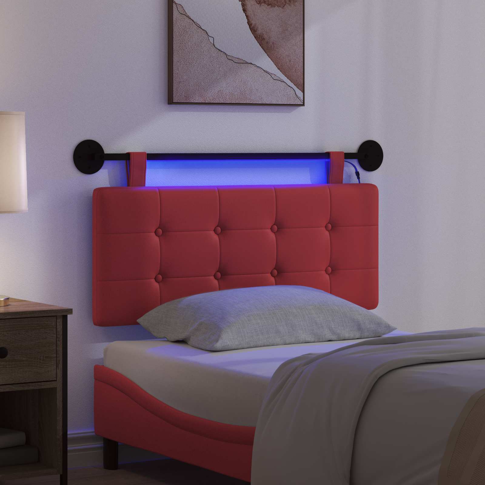 Hängendes Kopfteil Mit LED Licht Creme Kunstleder