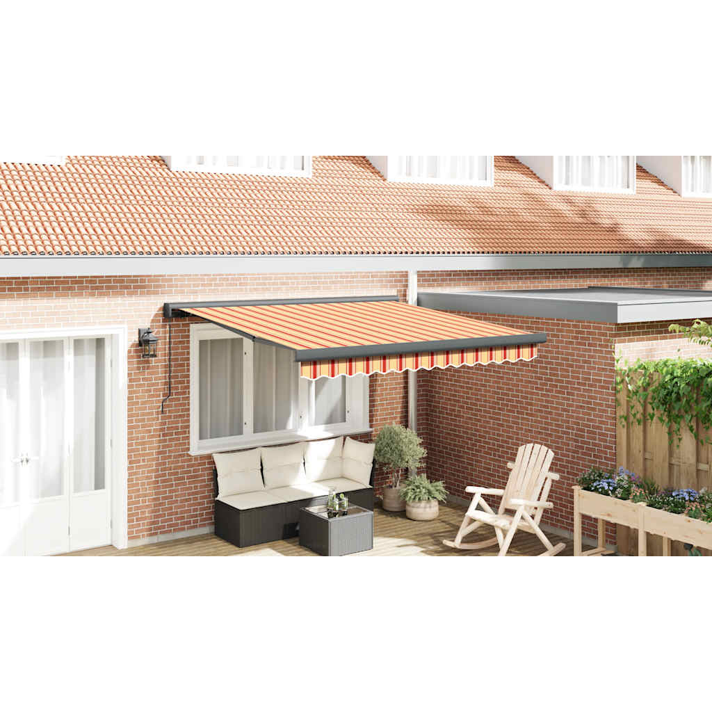 Markise Einziehbar Blau und Weiß 4x3 m Stoff und Aluminium