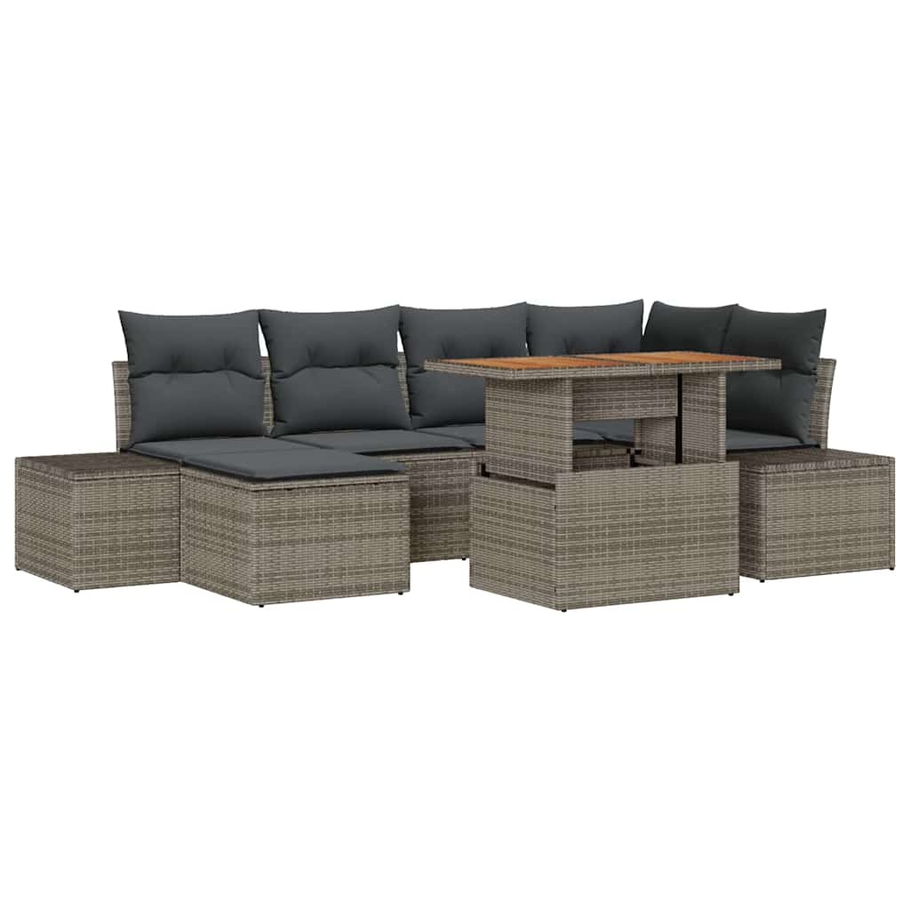 Garten Essgruppe mit Kissen 7 pcs Schwarz und Creme