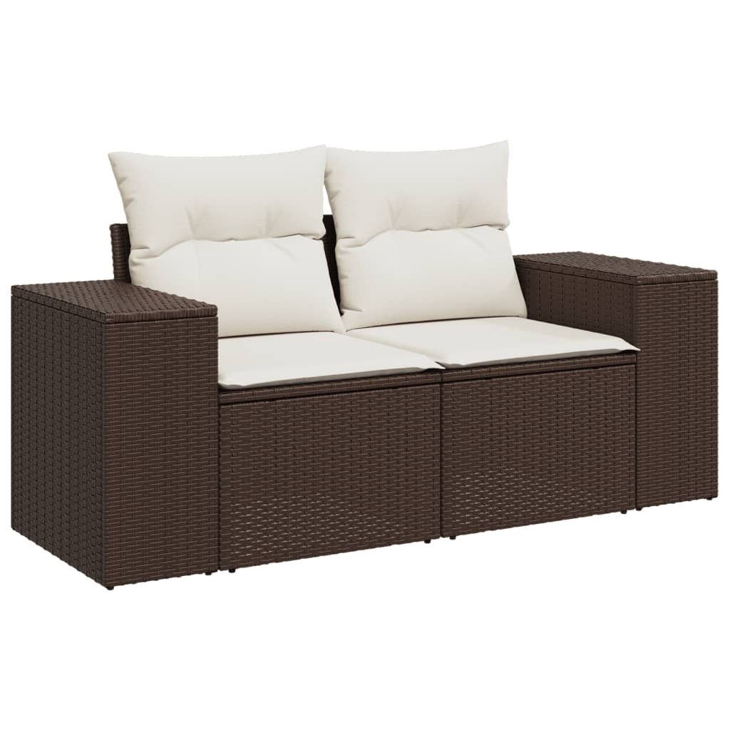 10-tlg. Garten-Sofagarnitur mit Kissen Schwarz Poly Rattan