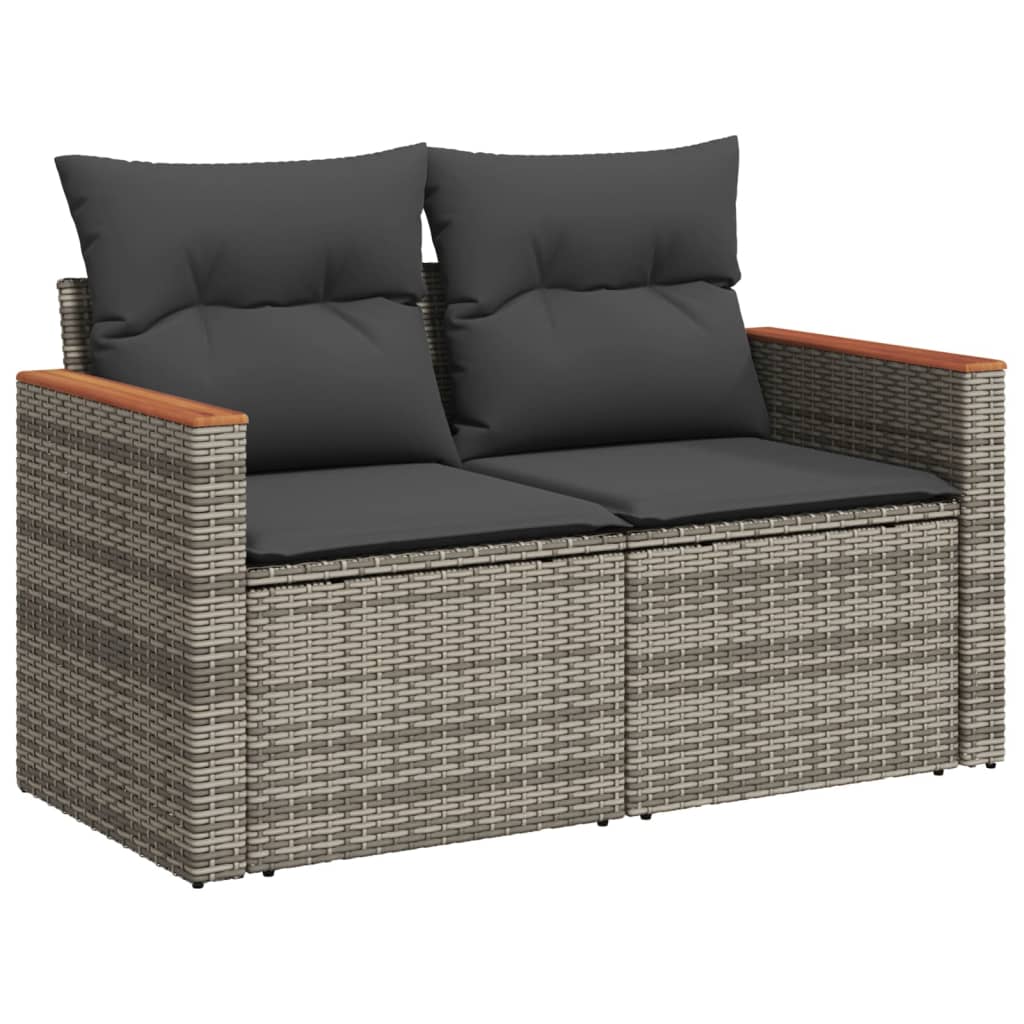 10-tlg. Garten-Sofagarnitur mit Kissen Schwarz Poly Rattan