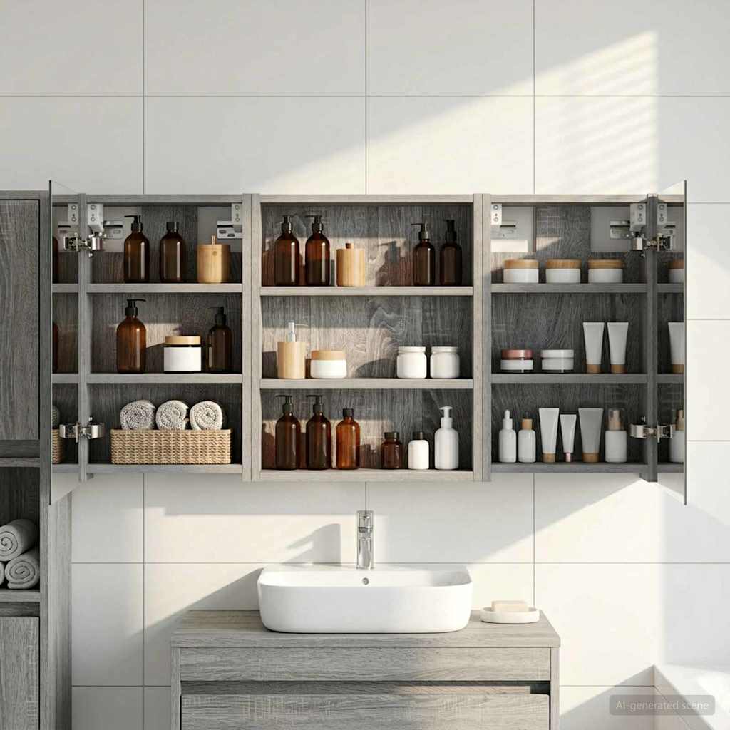 Badezimmerschrank-Set 3 pcs 80 x 10,5 x 50 cm Holzwerkstoff