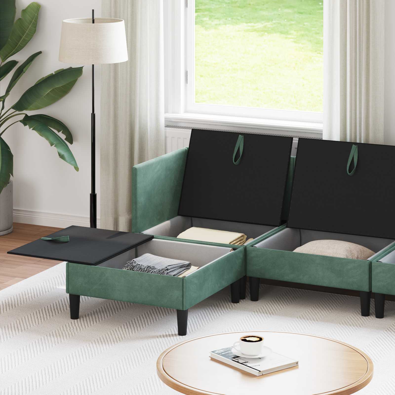 Wohnzimmergarnitur mit Kissen mit Speicher 3 pcs Hellgrau Samt