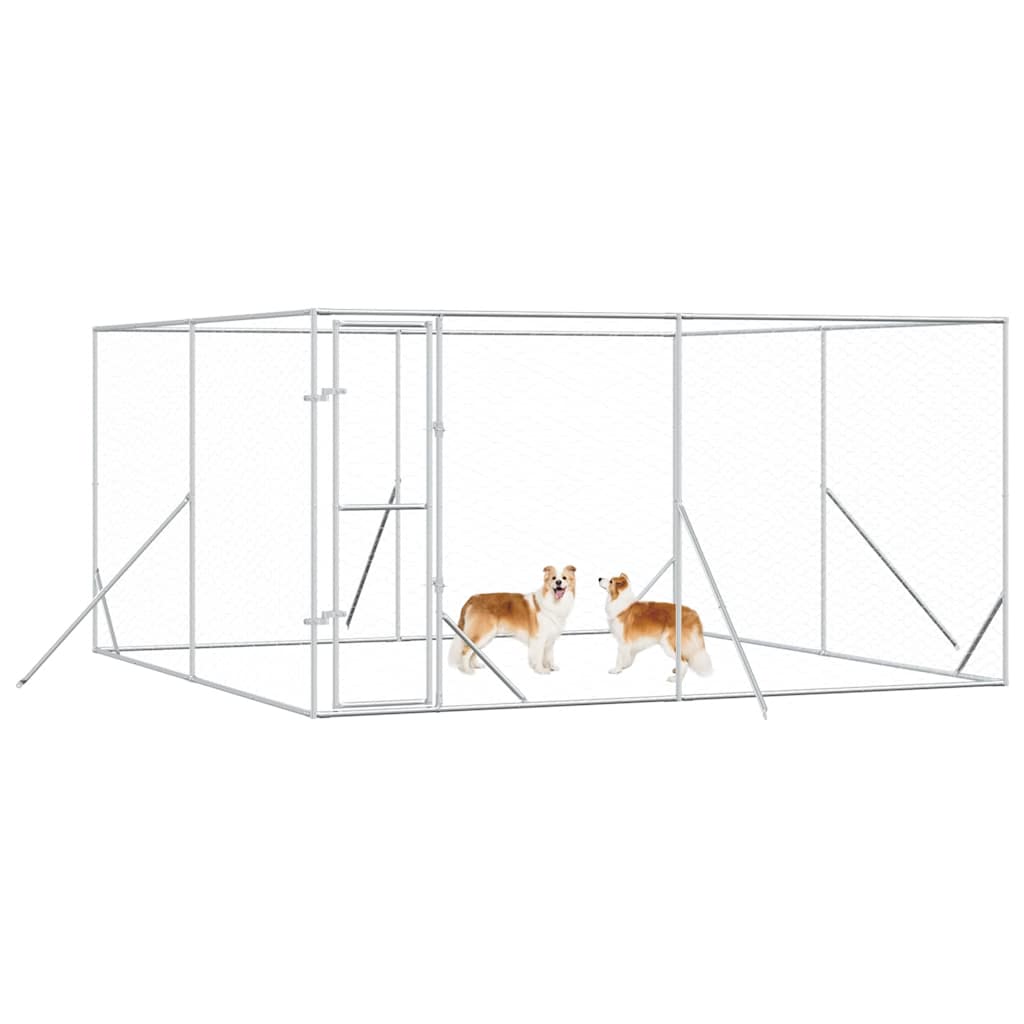 Outdoor-Hundezwinger Silbern 2x2x2 m Verzinkter Stahl