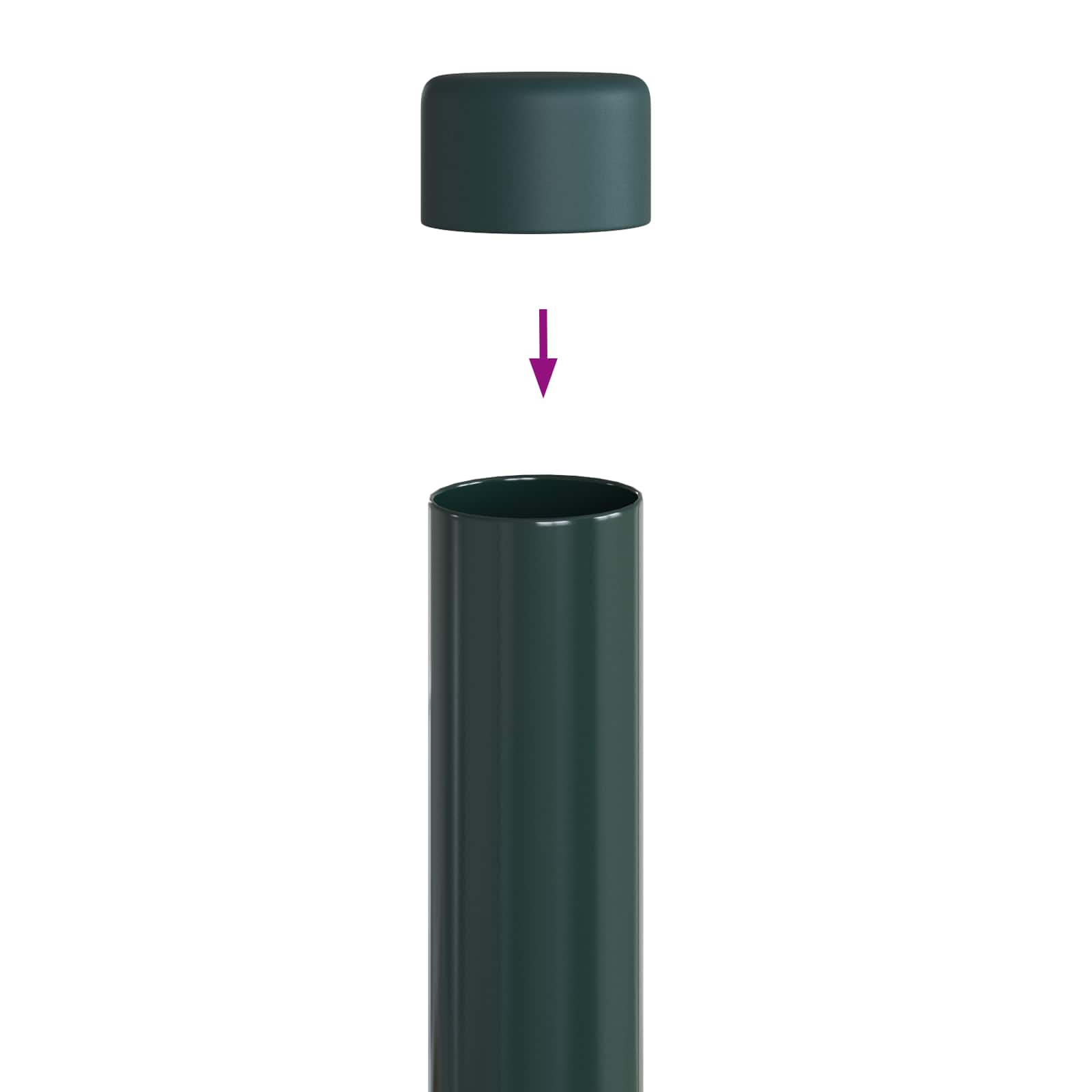 Zaunpfosten 2 pcs Grün 50 cm Pulverbeschichteter Stahl
