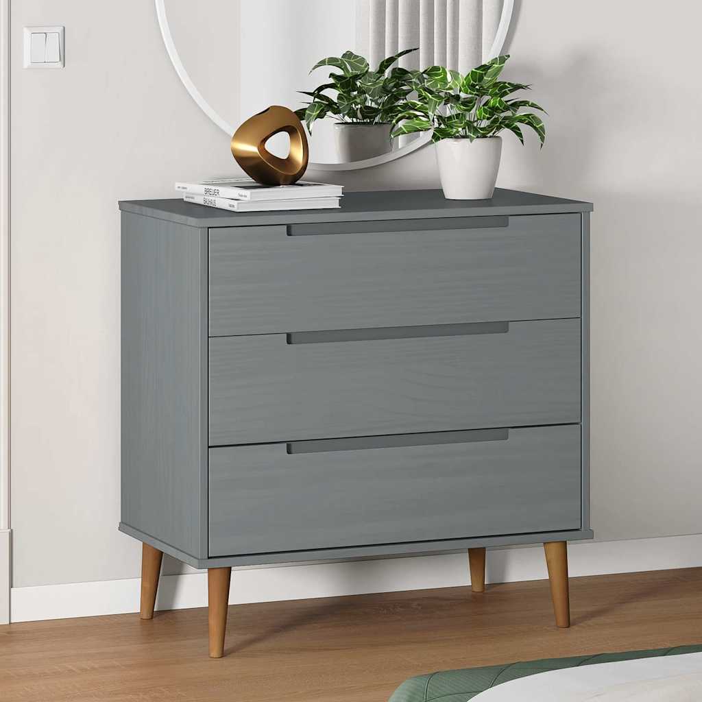 Schubladenschrank MOLDE Braun 80x40x80 cm Massivholz Kiefer