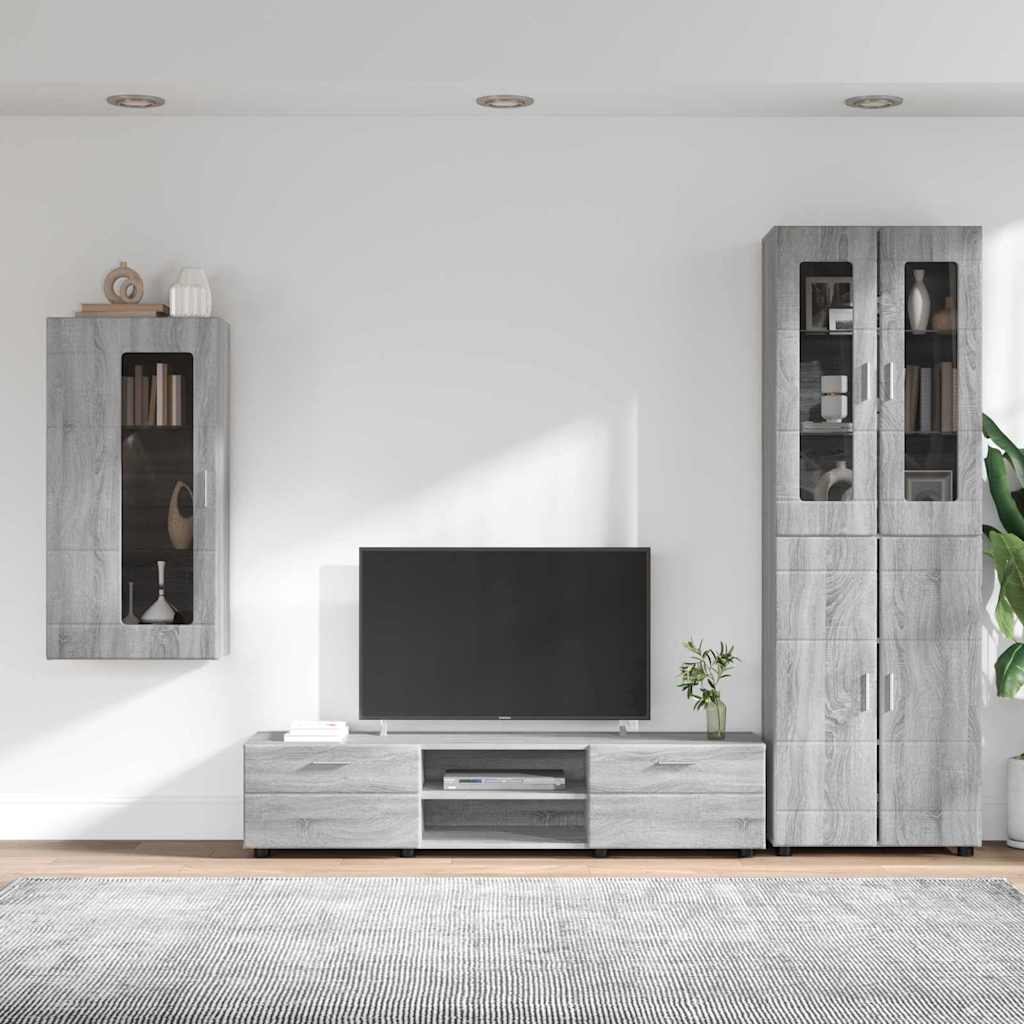 Highboard mit Regal FLORIN Weiß 60 x 35 x 182 cm Holzwerkstoff