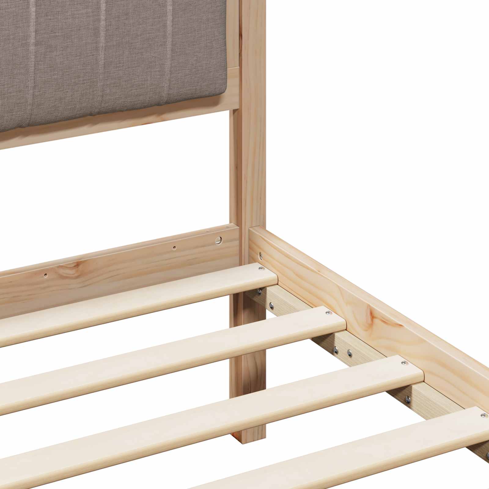 Bettgestell Braun und hellgrau 200 x 200 cm Massivholz Kiefer