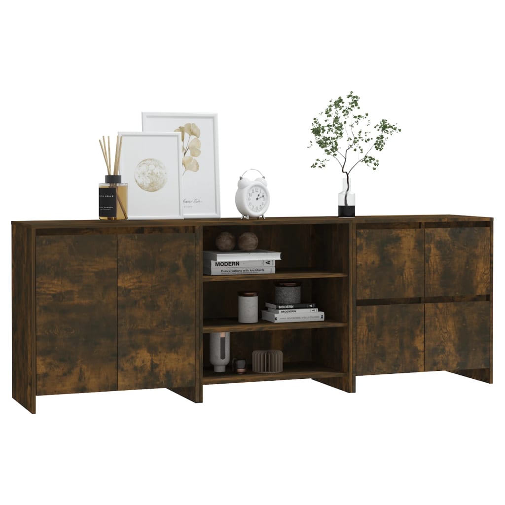 3-tlg. Sideboard Weiß Holzwerkstoff