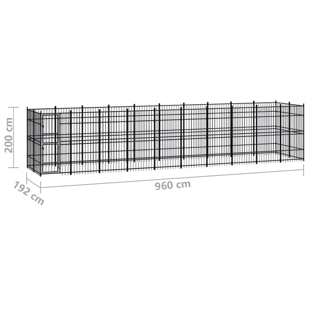 Outdoor-Hundezwinger mit Dach Stahl 3,69 m²