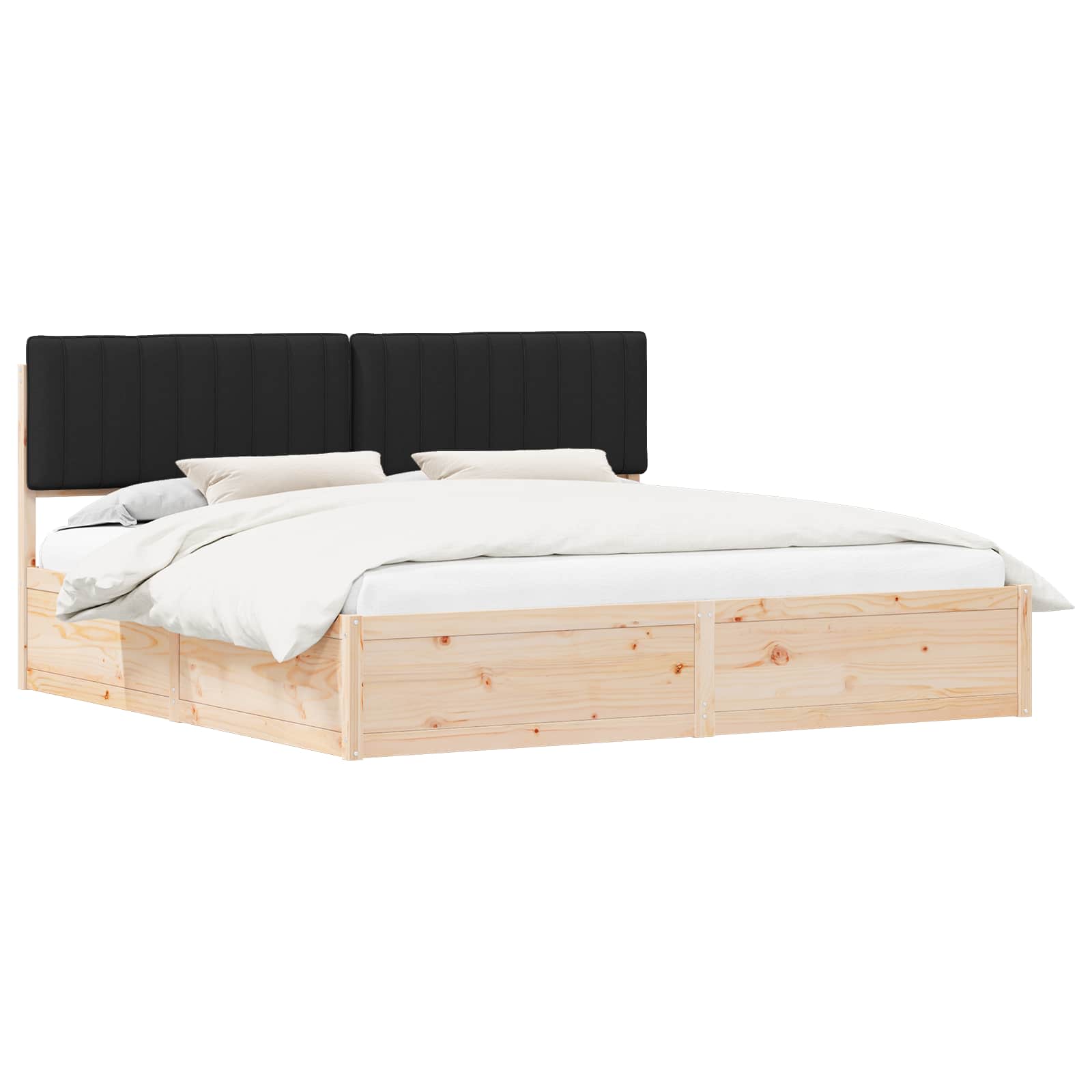 Bettgestell mit gepolstertem Kopfteil Hellgrau 200 x 200 cm
