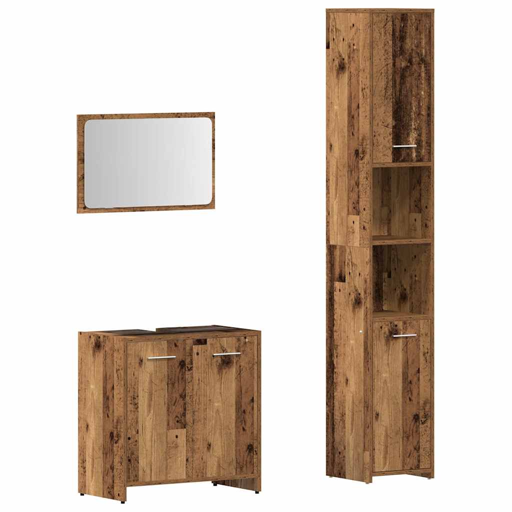 3-tlg. Badmöbel-Set Räuchereiche Holzwerkstoff
