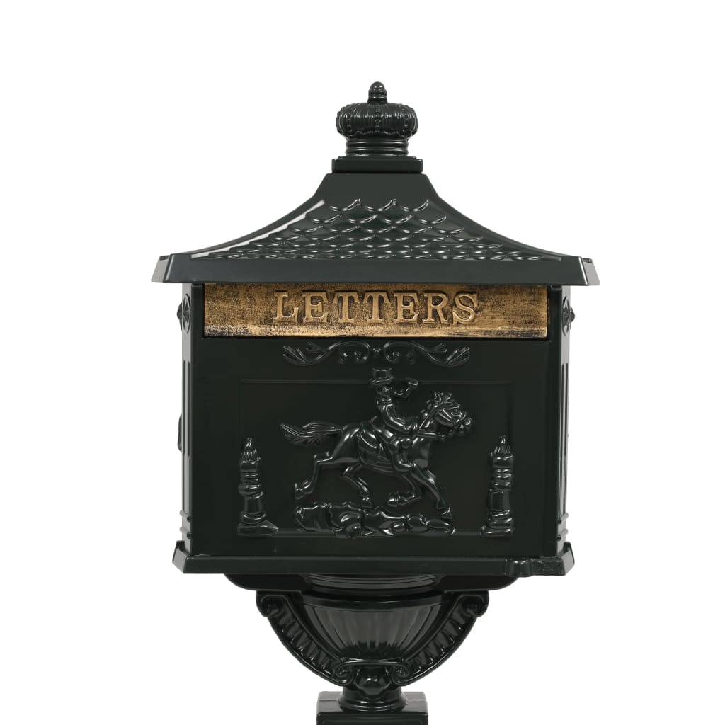 Stehender Briefkasten mit Speicher Schwarz 42,5 x 29,5 x 117 cm