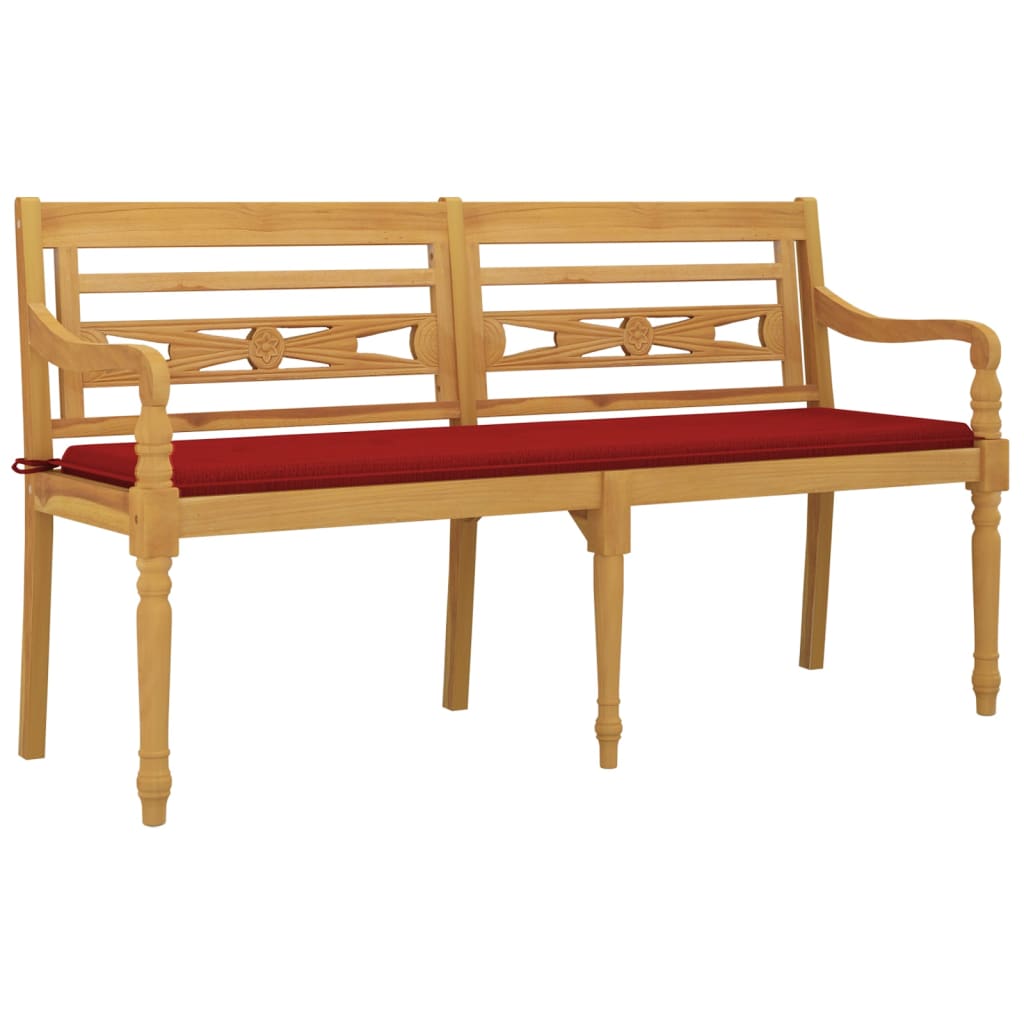 Batavia-Gartenbank mit Anthrazit Kissen 120 cm Teak Massivholz