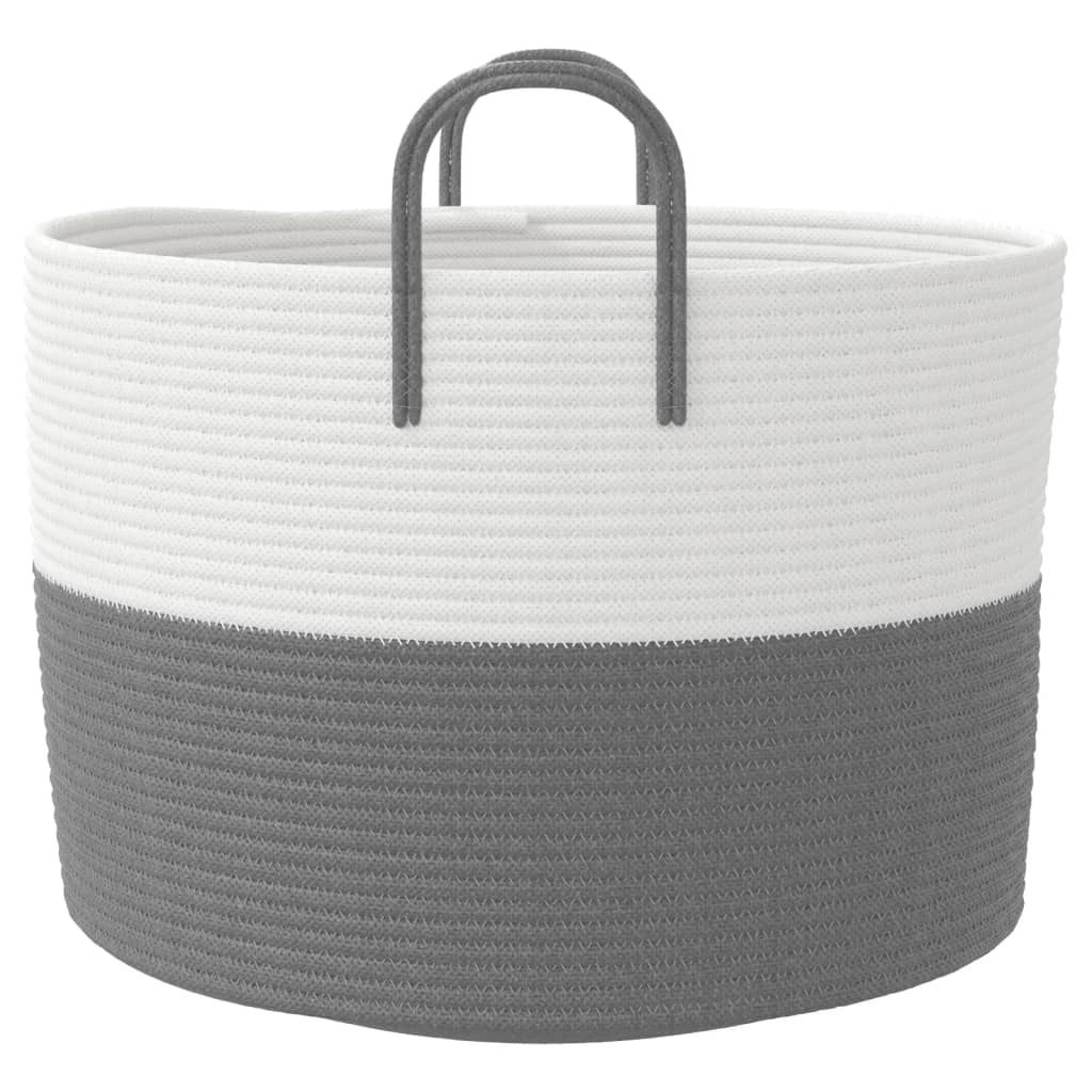 Aufbewahrungskorb Grau und Weiß Ø38x46 cm Baumwolle