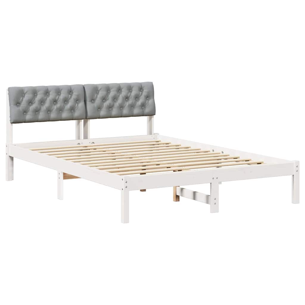 Bettgestell Braun und hellgrau 200 x 200 cm Massivholz Kiefer