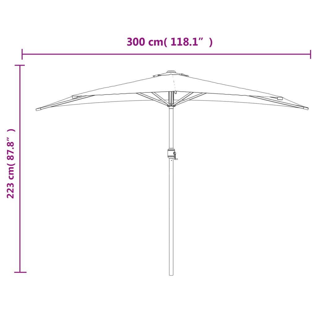 Balkon-Sonnenschirm Alu-Mast Bordeauxrot 270x144x222cm Halbrund