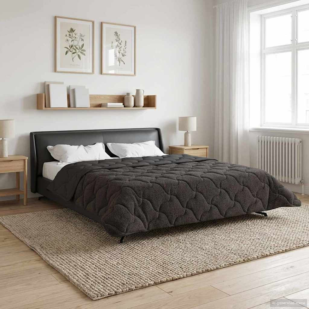 Sommerdecke Anthrazit 135 x 200 cm Mikrofaser und Teddy-Fleece