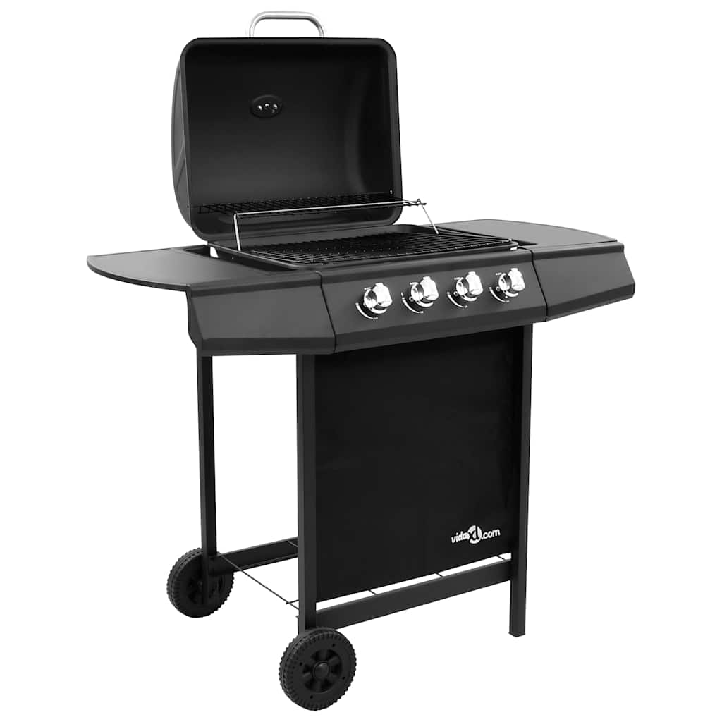 Gasgrill mit 4 Flammen Schwarz und Silbern