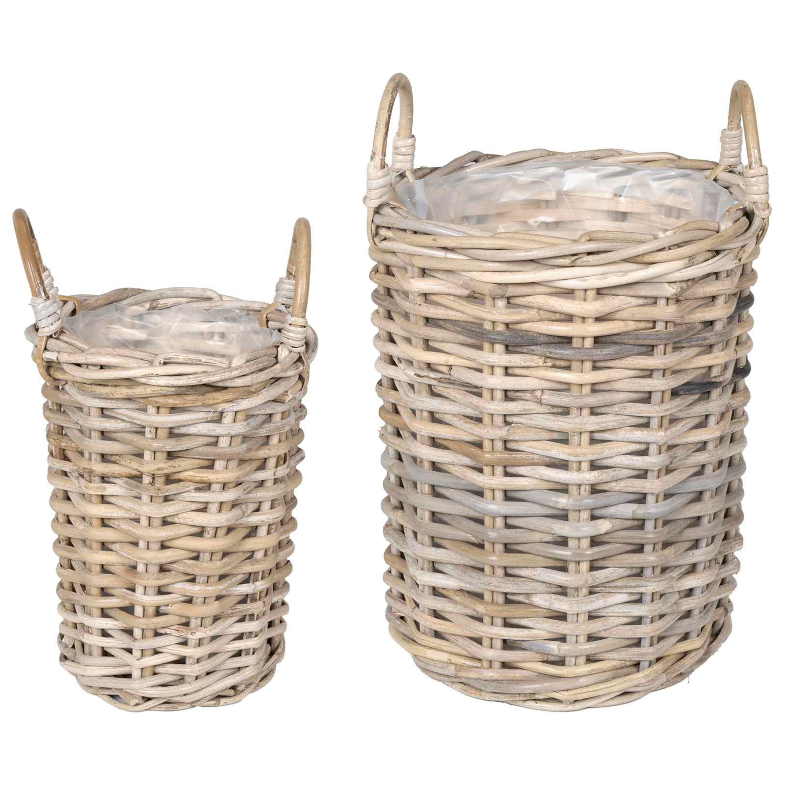 Blumentopfkorb mit Speicher 2 Stk. Natürliches Grau Kubu Rattan