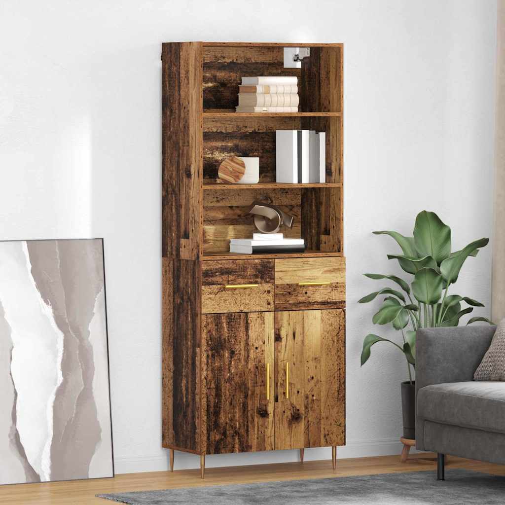 Highboard Hochglanz-Weiß 69,5x34x180 cm Holzwerkstoff